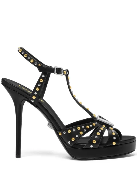 Versace V embellished leather sandals 120 mm Black 10220921A17033
