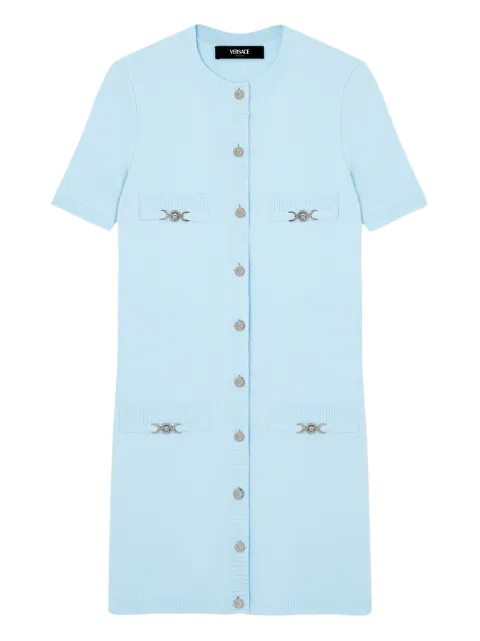 Versace wool-cashmere knit shirt dress Blue 10230041A11287