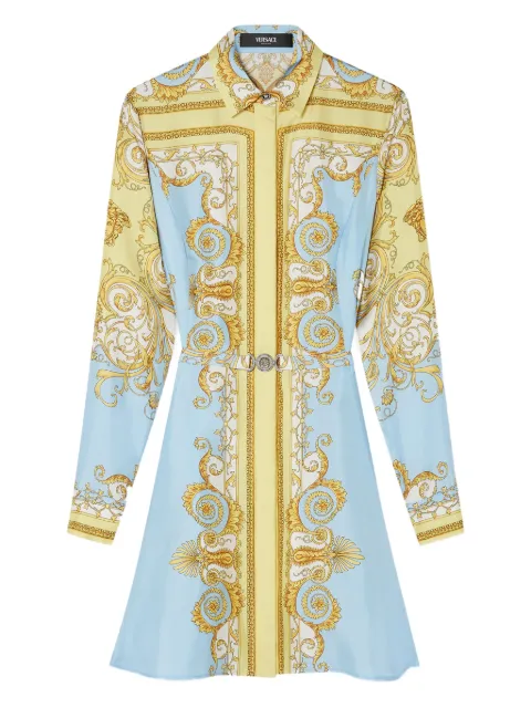 Versace printed silk twill mini shirt dress Blue 10189331A17165