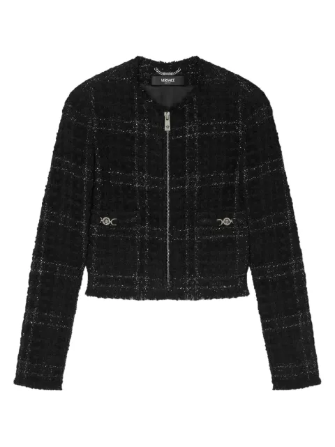 Versace tweed cotton zipped jacket Black 10230791A16514