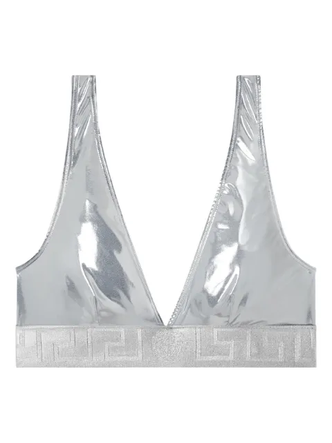 Versace metallic triangle bikini top Silver ABD010941A17215