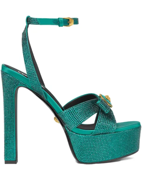 Versace Gianni Ribbon embellished satin sandals 140 mm Green 10173141A15718