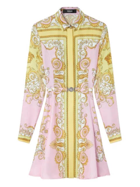 Versace printed silk twill mini shirt dress Pink 10189331A17165