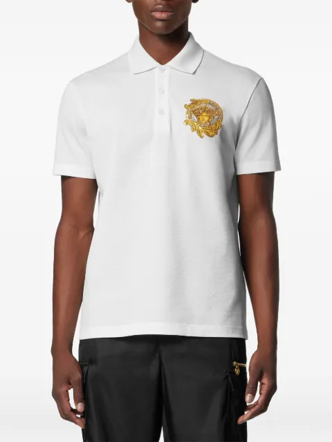 Versace embroidered cotton piqué polo White 10139061A16739