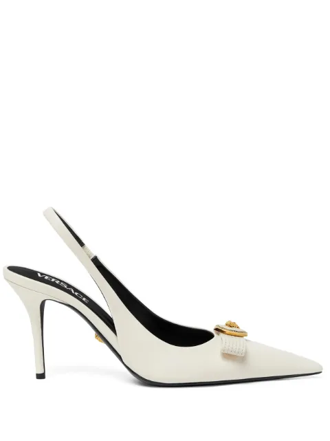 Versace Gianni ribbon leather slingbacks 85 mm White 1013717DVT2P