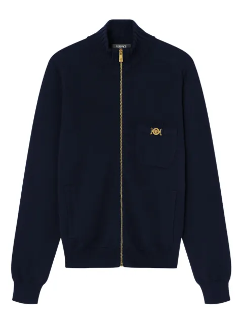 Versace cashmere-cotton knit zip sweater Blue 10187181A12912