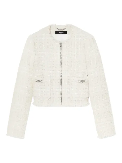 Versace tweed cotton zipped jacket Neutrals 10230791A16514