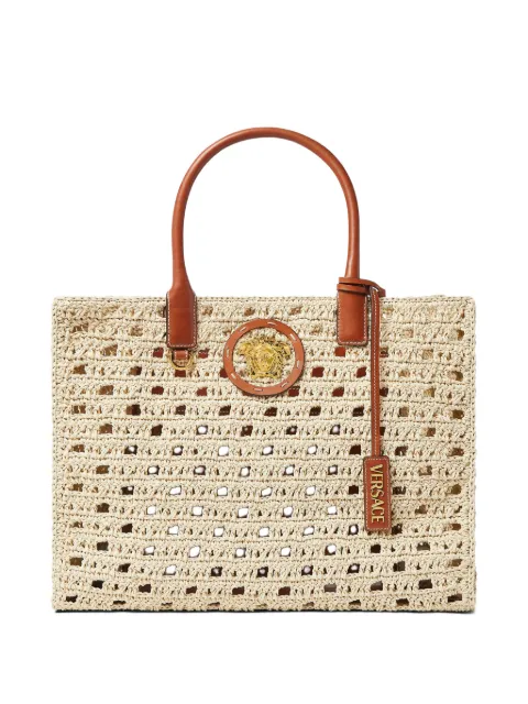 Versace La Medusa large raffia tote Neutrals 10047411A16999