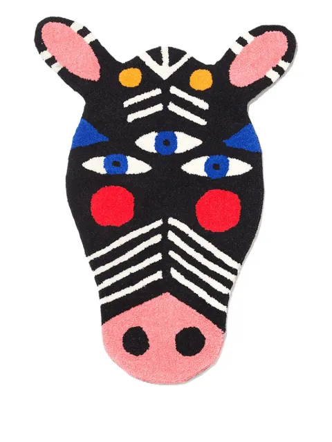 Qeeboo Oggian Zibra shaped slip rug (66cm x 94cm) Black 42106ZBM