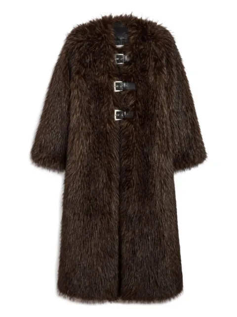 Apparis Nolwen buckled coat Brown NOLWENFOXMAXICOAT