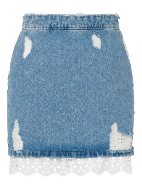 MOSCHINO JEANS lace-trim mini denim skirt Blue A01083218