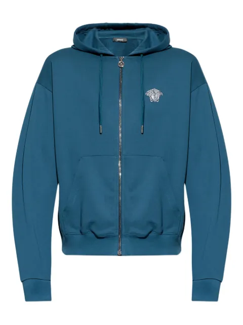Versace embroidered cotton-jersey zip hoodie Blue 10213451A16458