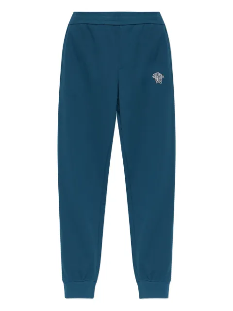 Versace embroidered cotton-jersey sweatpants Blue 10163001A16458