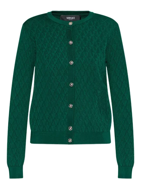 Versace jacquard viscose knit fitted cardigan Green 10230141A15978