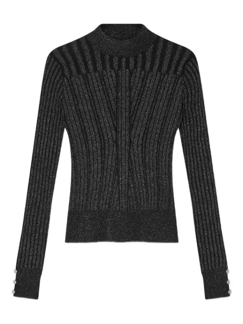 Versace lurex-blend ribbed knit top Black 10230131A16671
