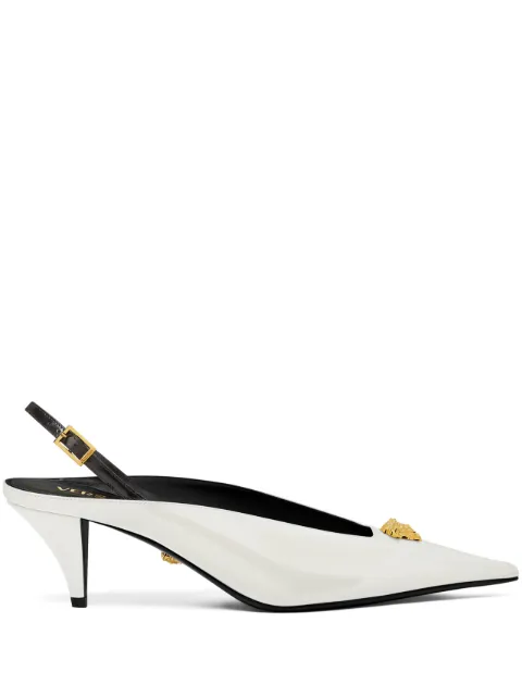Versace La Medusa leather slingbacks 55 mm White 10219051A14835