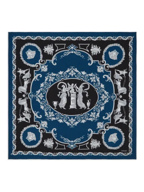 Versace printed silk twill scarf 90 cm Blue 10016001A16811