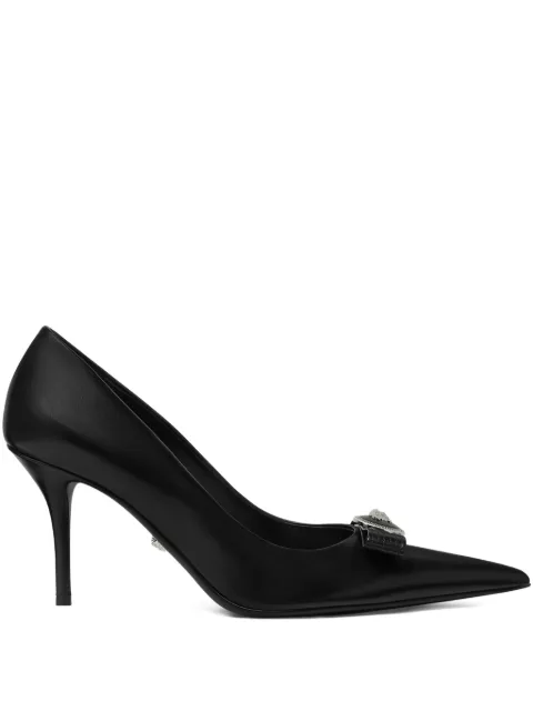 Versace 85mm Gianni Ribbon leather pumps Black 1013083DVT2P