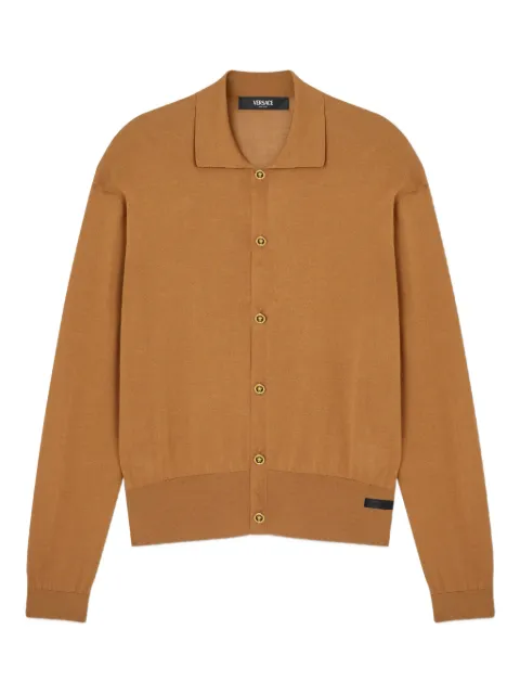 Versace silk-cotton knit polo cardigan Brown 10202811A12273