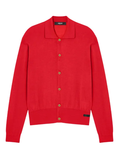 Versace silk-cotton knit polo cardigan Red 10202811A12273