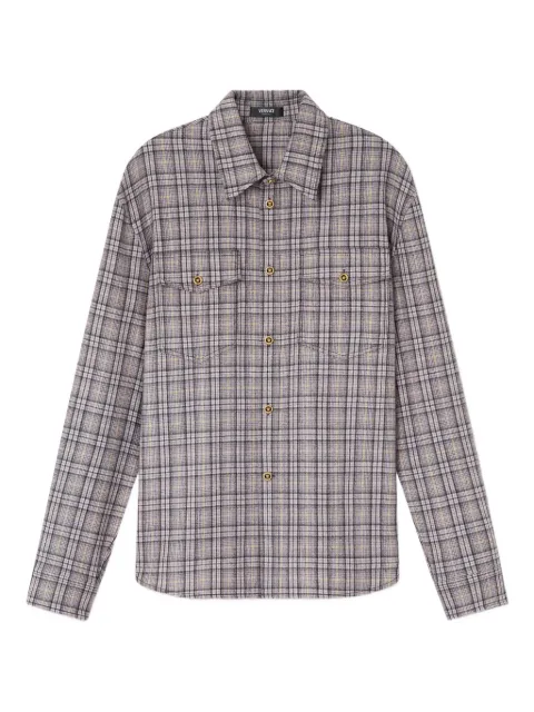 Versace checked wool flannel shirt Purple 10188351A16849