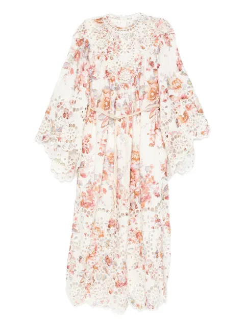ZIMMERMANN Awaken embroidered yoke midi dress Neutrals 5801DRS261
