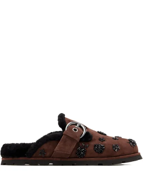 Stuart Weitzman Chrystie buckle-embellished mules Brown SM431