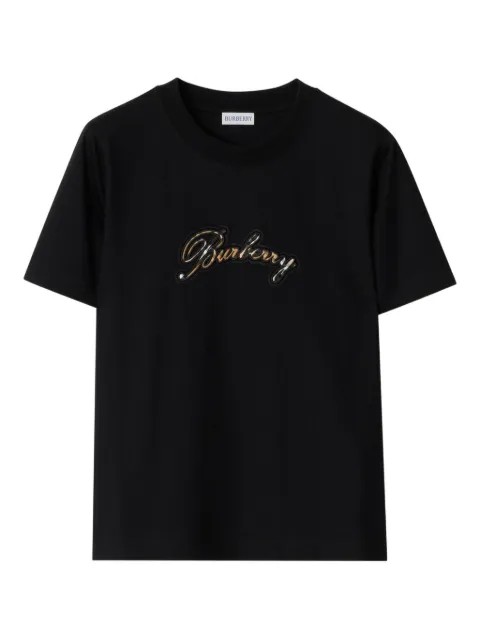 Burberry Check cursive logo cotton T-shirt Black 8120772