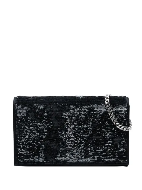 Saint Laurent Pre-Owned 2017 Sequin Monogram Kate Wallet on Chain crossbody bag Black G1UX24J77JHM6AAL