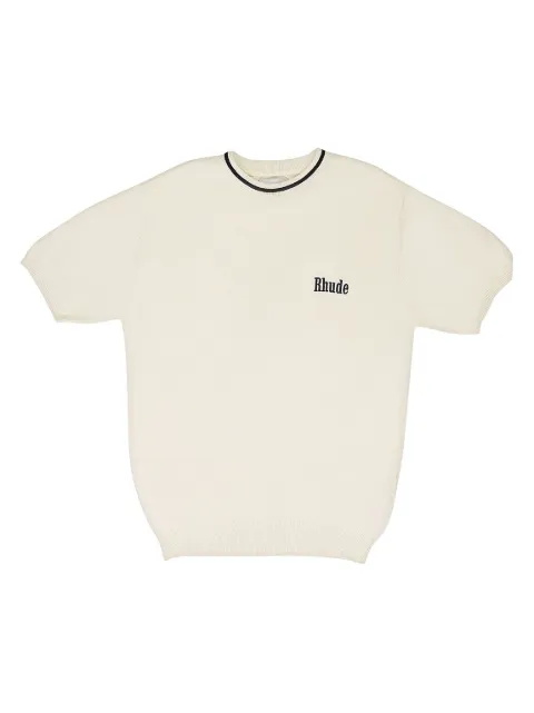 RHUDE logo-detail ribbed-knit T-shirt Neutrals RHSS24TT11837130IVB
