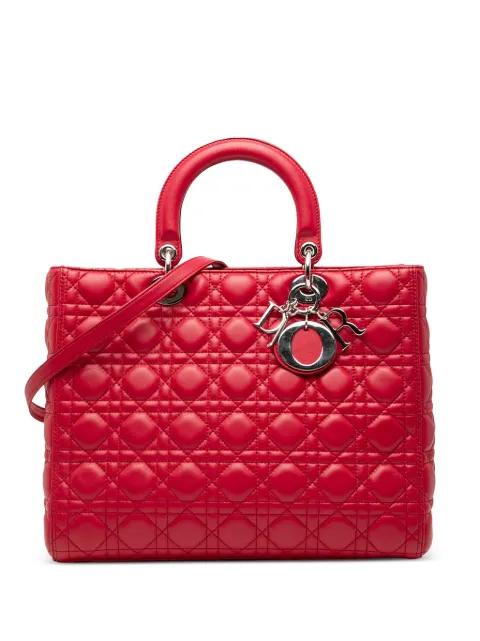 Christian Dior Pre-Owned 2012 Large Lambskin Cannage Lady Dior satchel Red ZODKJCBMTNZUGJOU