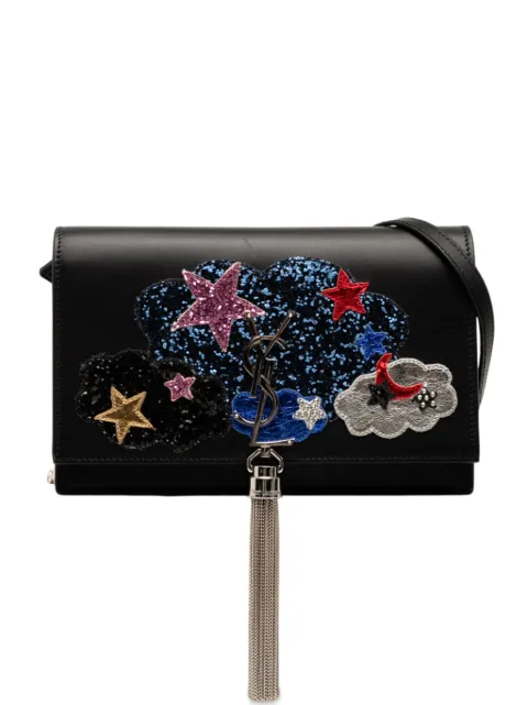 Saint Laurent Pre-Owned 2016 Calfskin Cloud Star Applique Classic Monogram Kate Tassel Wallet on Chain crossbody bag Black Y0M81VHVCYUI15OL