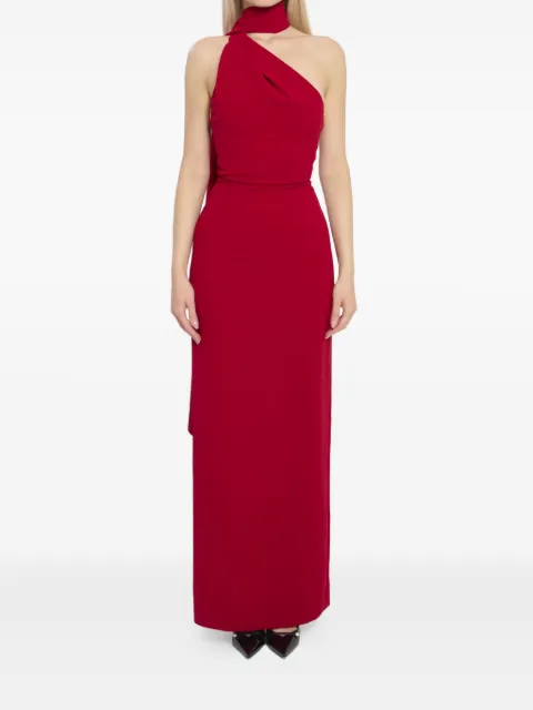 Solace London Demi one-shoulder draping maxi dress Red OS38011