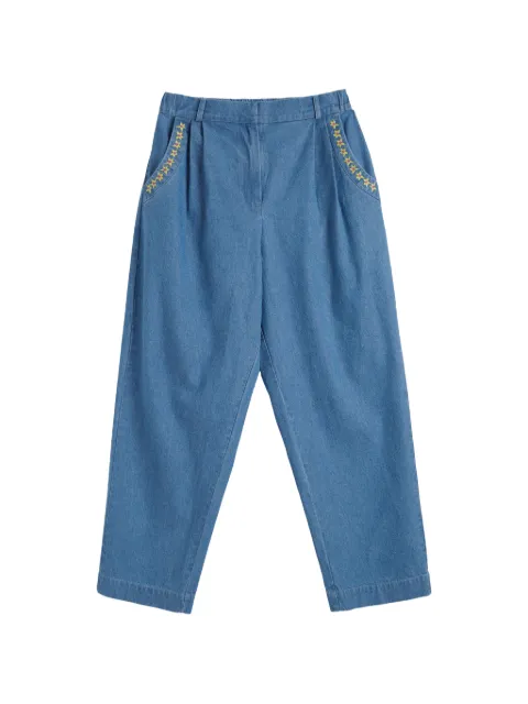 Chinti & Parker daisy-embroidered trousers Blue PSS2603B