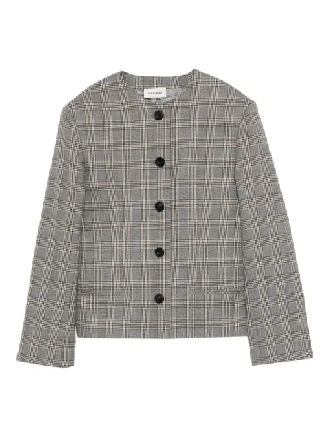 A.M.G. check-pattern button-fastening jacket Grey FW26JK11