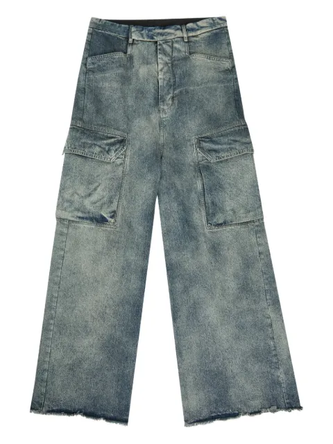 Rick Owens cargo frayed jeans Blue RU02E1358DWG