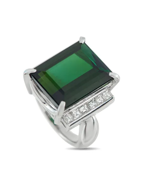 LB Exclusive platinum diamond and tourmaline ring Silver MF38101725