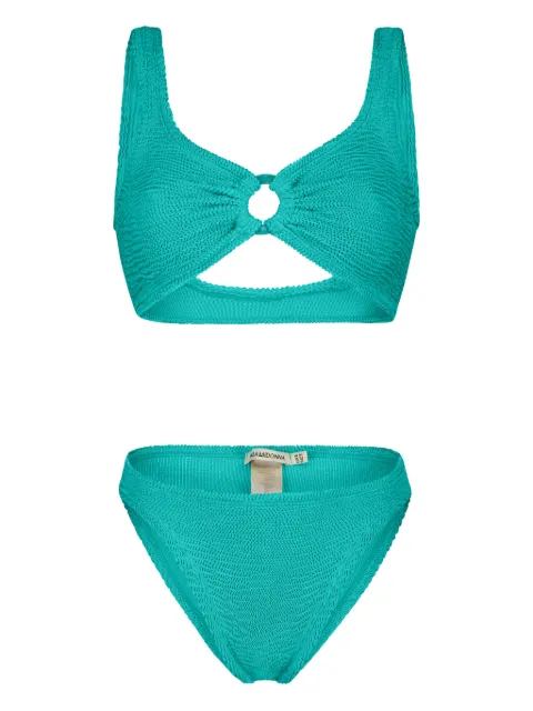 PARAMIDONNA Irina textured ring-detail bikini Green CR26ISG
