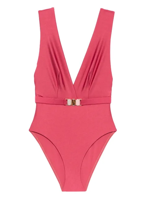 ZIMMERMANN V-neck belted swimsuit Pink 7056WRS262