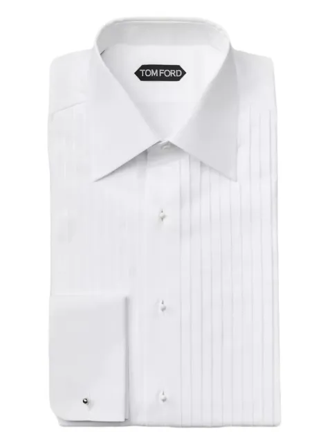 TOM FORD pleated pointed-collar shirt White HFCO02CGS01AW00142