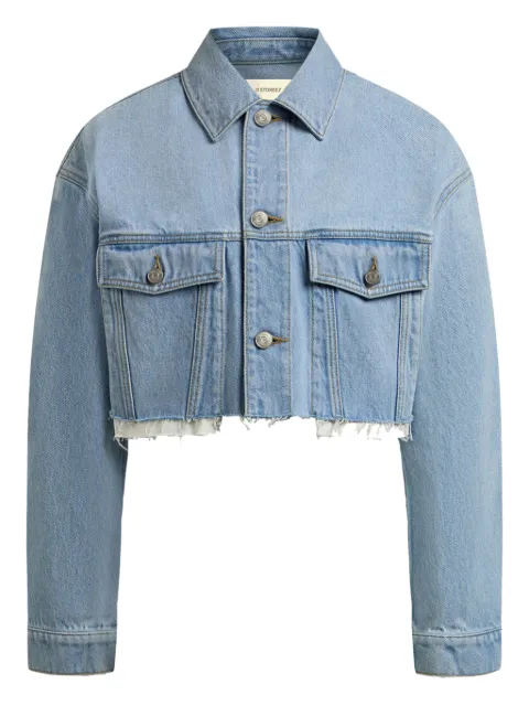 12 STOREEZ frayed-hem denim jacket Blue 131179