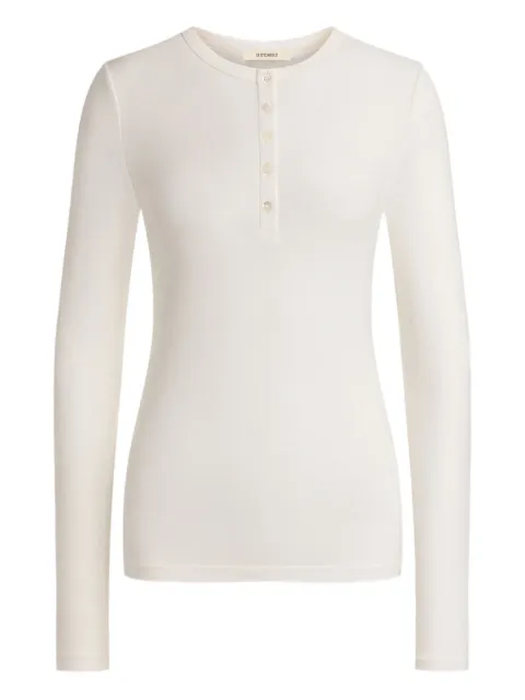 12 STOREEZ henley-neck blouse Neutrals 126983
