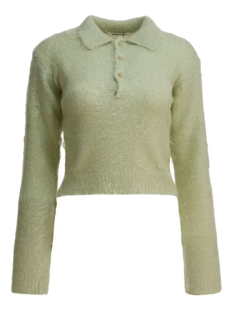 Auralee brushed wool polo sweater Green A25AP03KMLIGHTKHAKI