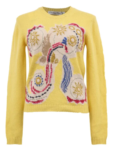 Christian Dior Pre-Owned embroidered crewneck sweater Yellow NAPPUHKCL458350W