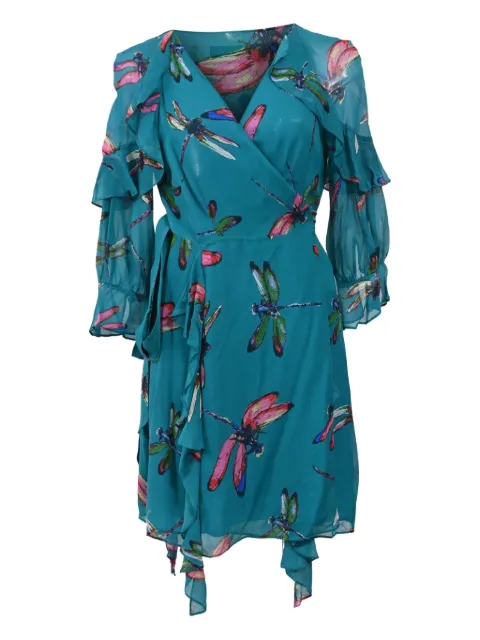 DVF Diane von Furstenberg Marianna printed ruffled dress Blue NAPPUHKCL411820W