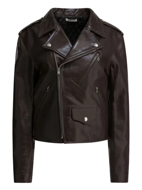 Auralee leather biker jacket Brown A25AB01LADARKBROWN