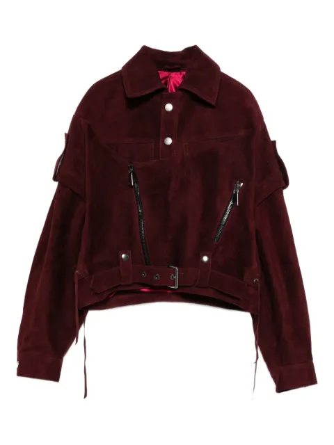 Manokhi zip suede jacket Red MANO351