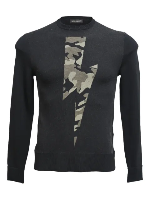 Neil Barrett camo lightning-bolt sweater Grey MRPPUHKCL487469M
