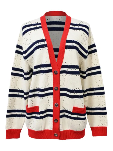 Gucci Pre-Owned pointelle-knit striped cardigan Neutrals NAPPUHKCL400521W