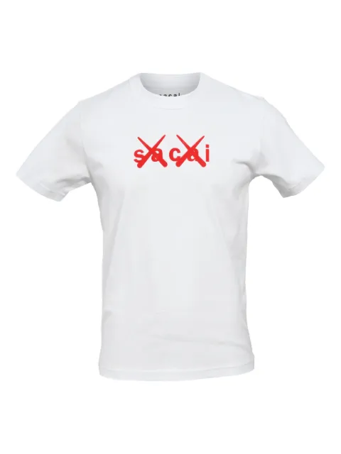 sacai x KAWS flock-print crewneck T-shirt White NAPPUHKCL412010M
